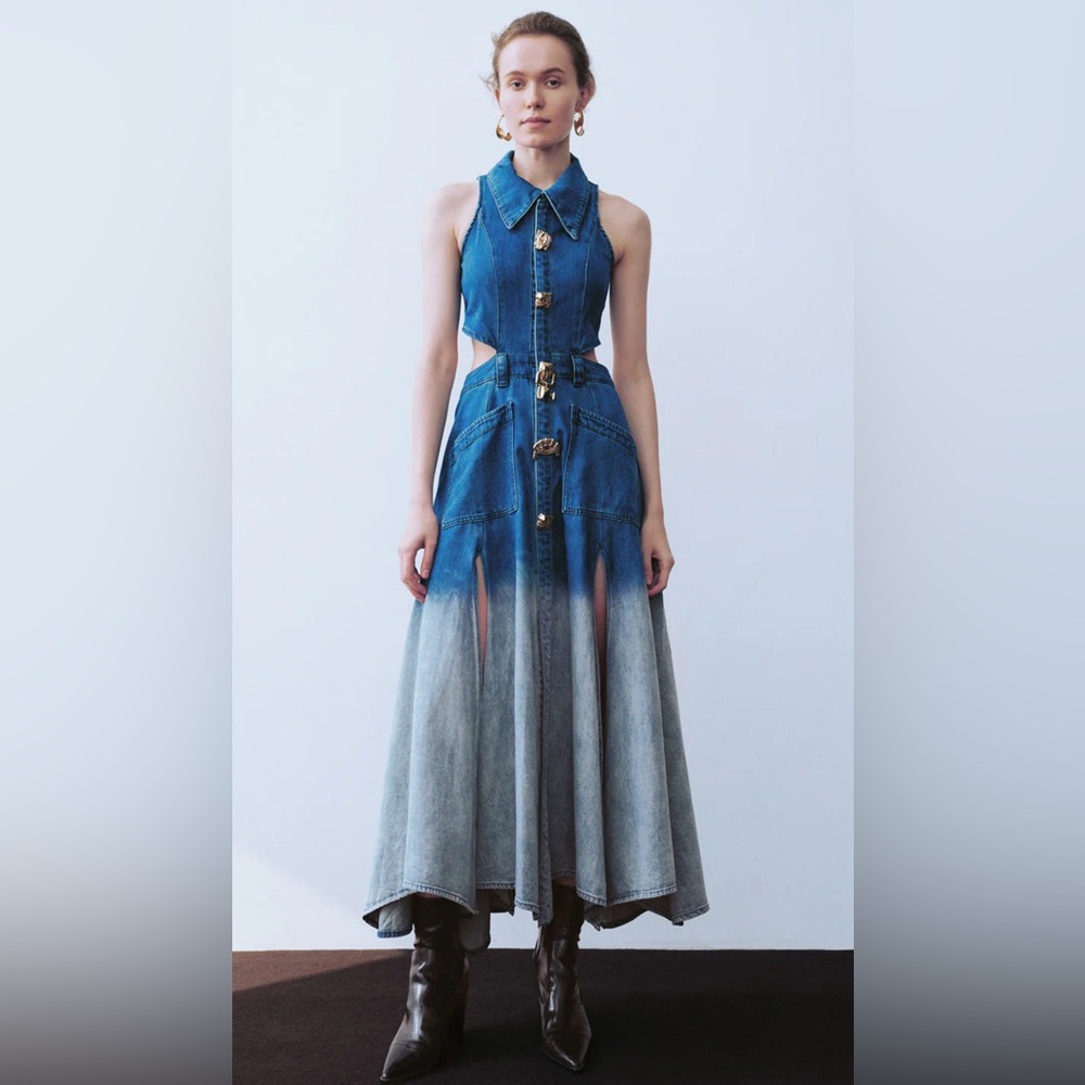 Denim Blue Sleeveless Maxi Dress